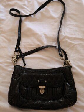 Coach Poppy Quilted Shiny Leather Crossbody – Black – Bonus Wristlet Included